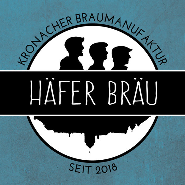 Das Logo der Häferbräu aus Oberfranken zeigt die 3 Gründer und die Fest Kronach.