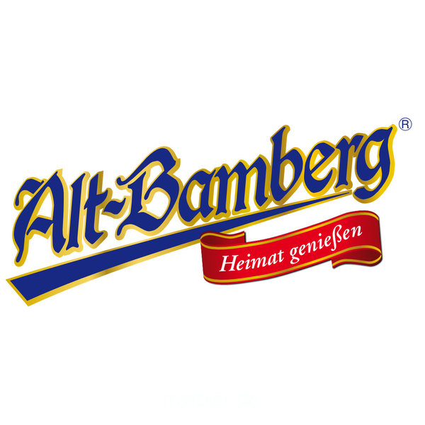 Alt-Bamberg Brauereilogo, Heimat genießen in zweiter Zeile.