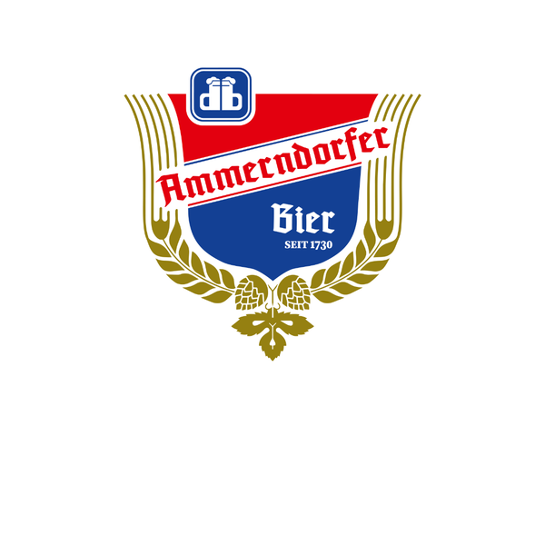 Ammerndorfer Bier, Wappen in Gold, Ammerndorfer rot, Bier seit 1730 in weiß