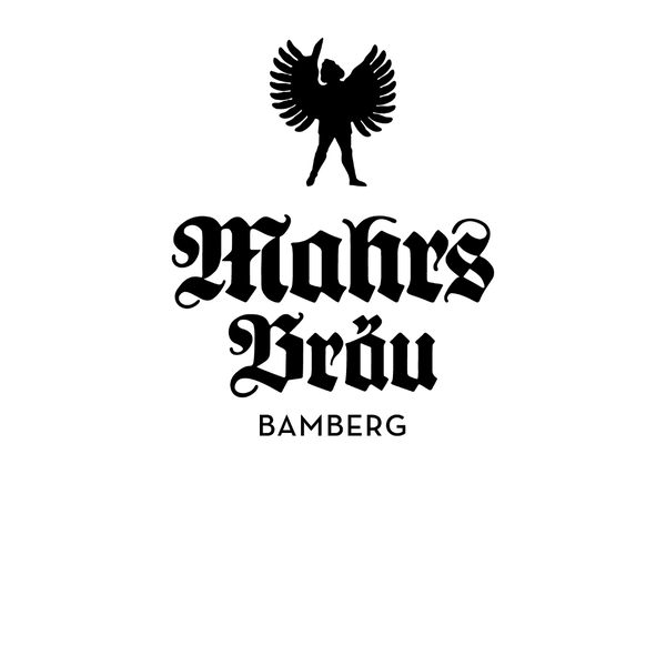 Logo mit schwarzer Schrift, Mahrs Bräu, Bamberg
