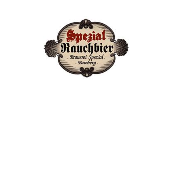 Spzeial Rauchbier, Brauerei Spezial, Bamberg, rote und schwarze Schrift