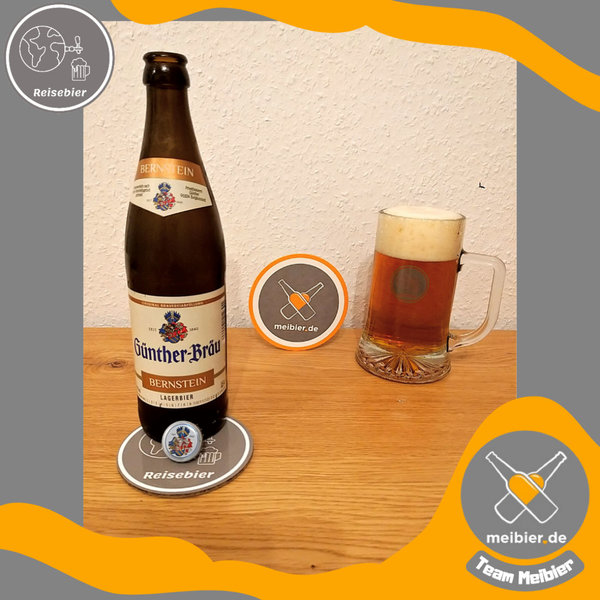 REISEBIER trinkt ein Bernstein der Brauerei Günther-Bräu